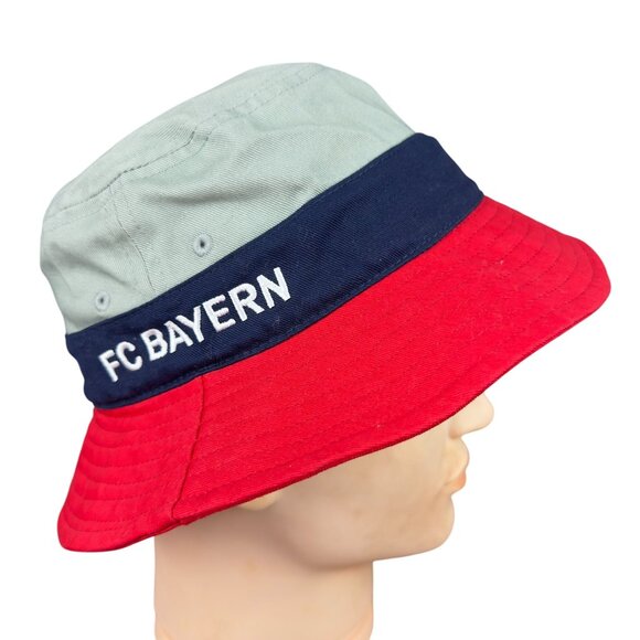 FC Bayern München Bucket Hat Unisex S/M Red/Navy/Gray Cotton Blend - Picture 4 of 9